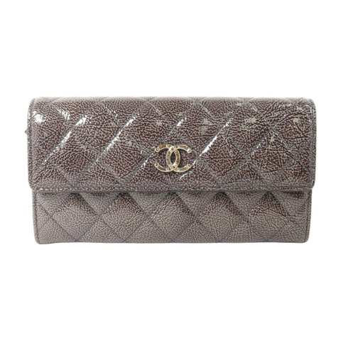 CHANEL 漆皮皮革Long Wallet銀扣長錢包
