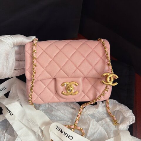 近新品 香奈兒/Chanel CF迷你 雙C菱格羊皮 金鏈信封肩背包