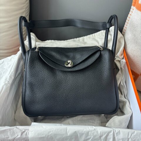 愛馬仕Hermes 黑銀Lindy30手提肩背包