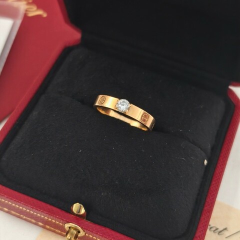 Cartier 18K金 單鑽戒指 24分 56碼