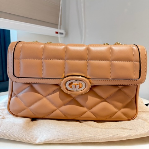 🤎 Gucci Blondie Medium Shoulder Bag｜奶茶色｜近全新｜附件完整