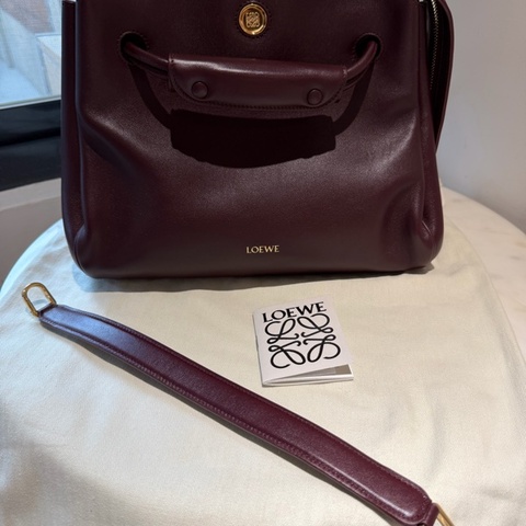🤎 LOEWE Paseo Satchel Medium 酒紅色｜近全新｜全套附件