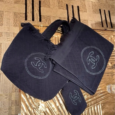 CHANEL✨毛巾托特包沙灘巾沙灘包收納包 三合一組合