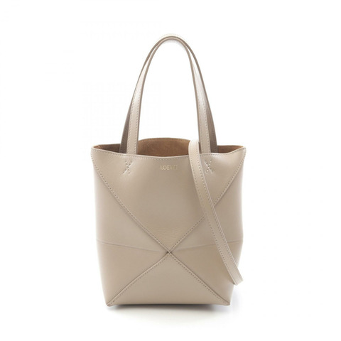 LOEWE Puzzlefold Mini 2Way 單肩手提包 A657V25X012150 皮革 米色 全新