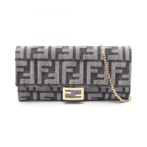 FENDI Baguette 鏈條皮夾 FF 提花肩包 8M0365AUT4F1UJ5 海軍藍 全新