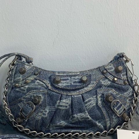 Balenciaga巴黎世家 Le Cagole mini鏈條 牛仔丹寧 腋下包 機車包