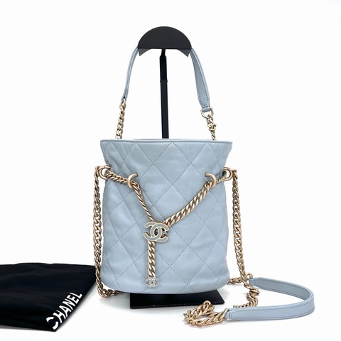 【威選精品】💎 CHANEL 藍色琺瑯CC福袋水桶包