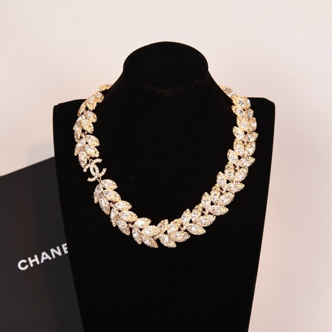 Chanel 26C鎏金麦穗莱茵石chocker短项链