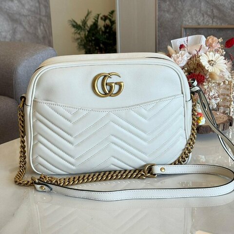 *SHIHNA名牌精品* Gucci Marmont 白色馬夢相機包