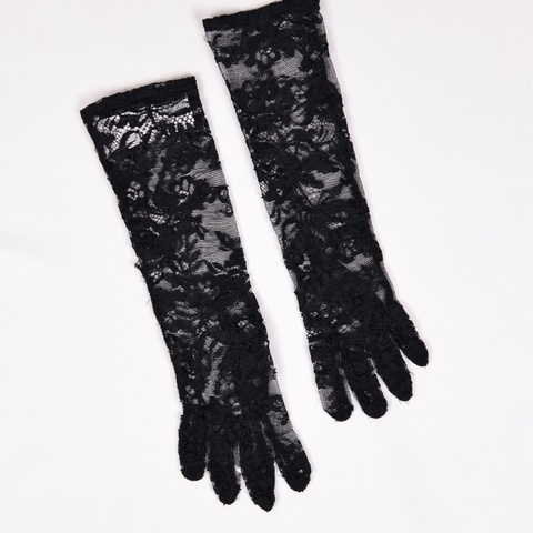 Dolce&Gabbana黑色蕾丝晚宴手套长手套