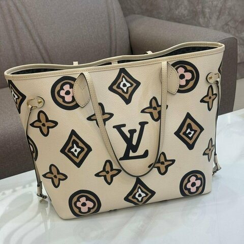 *SHIHNA名牌精品* LV M45819 Neverfull MM Wild at Heart 手繪風托特