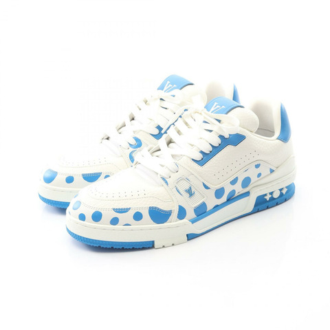 LOUIS VUITTON × YK LV Trainer Line Infinity Dot 男士藍色真皮運動鞋 #7 1/2