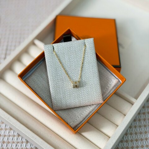🏷Hermes 愛馬仕．Mini Pop H 項鍊 奶茶金