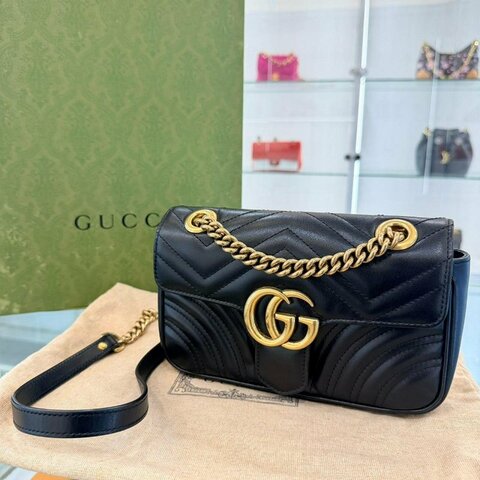 *SHIHNA名牌精品* Gucci GG Marmont 牛皮肩斜背包22cm