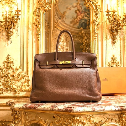 愛馬仕Hermes Birkin35 鉑金包 金剛色 金棕色 金扣 Togo 皮 保值 女王氣場必備