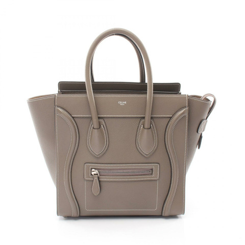 CELINE Luggage Micro Shopper 手提包 189793 皮革 米色 二手 女士