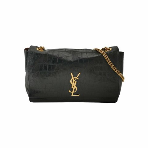 Saint Laurent Kate凱特包中型油蠟皮翻毛皮鱷魚紋YSL標誌YSL標誌雙面斜背包單肩包