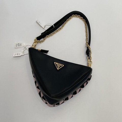 Prada Symbole Small Double Bag 黑×粉｜近新｜附原廠防塵袋