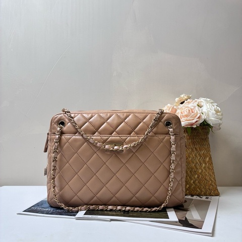 CHANEL/香奈兒 2.55相機包鏈條包 中號 奶茶色 12開底長32