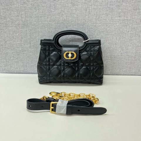 ❤️ DIOR 迪奧 Jolie Top Handle迷你鏈條包單肩包斜挎包 羊皮藤格紋黑色