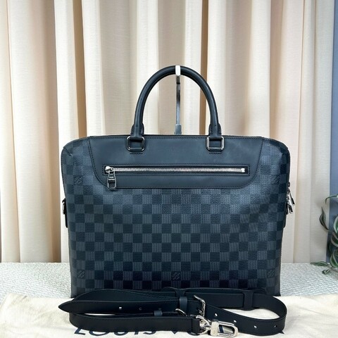 Louis Vuitton 棋盤格公文包 黑色棋盤格 有肩帶