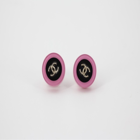 Chanel D19K 亞加力粉紫色細圓形耳環