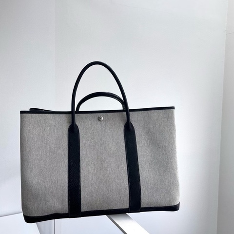Hermes • Garden Party 45黑白熊貓帆布拼皮