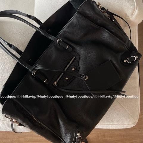 Balenciaga • 經典Papier 黑銀機車托特包 🈶原廠肩帶