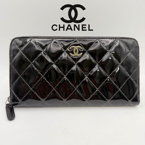 🌷Chanel 漆皮菱格紋｜經典花紋✦fufu style 精品✦ 氣質款｜皮夾.錢包