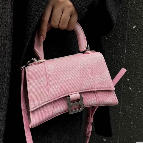 Balenciaga • 經典乾枯玫瑰粉丹寧沙漏包 Xs 🈶原廠背帶