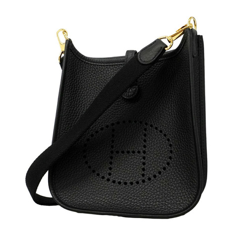 愛馬仕 Pochette Evelyne TPM Taurillon 黑色 K 印章女士手拿包