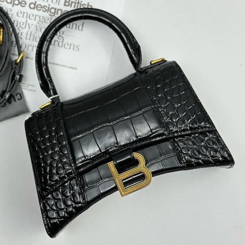 Balenciaga巴黎世家 xs黑金鳄鱼纹沙漏包 22年