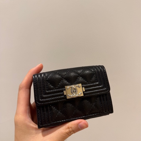 Chanel Boy黑銀三折短夾🇯🇵日本購入