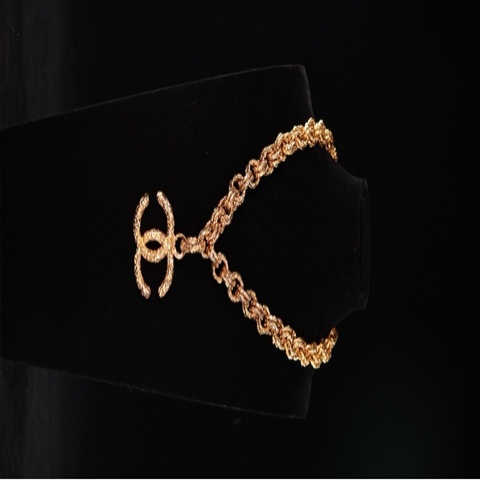 Chanel 素金双C熔岩chocker短项链
