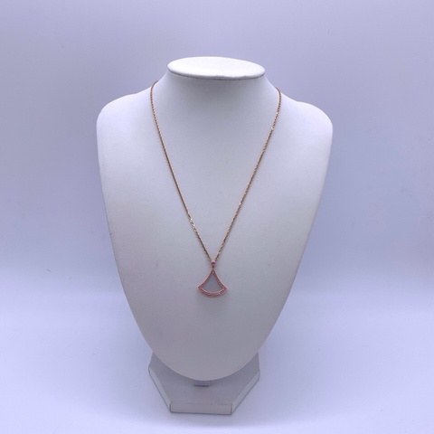 Bvlgari 寶格麗 白貝母粉鑽扇子項鍊 18k 玫瑰金 無附件