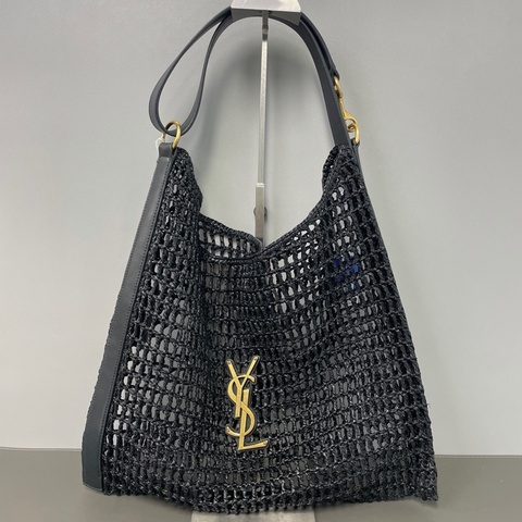 Ysl • 經典黑金拉菲草Hobo包