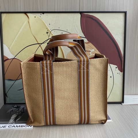 Loro Piana · 金棕拼帆布托特包