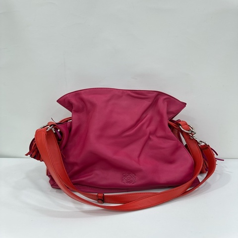 Loewe粉紅拼色老款福袋斜背包 內標2011年 尺寸：長28*寬10*高27cm