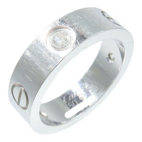 CARTIER 18K白金Love Ring 3P Diamond鑽石戒指