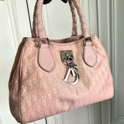 Dior • 經典粉色老花Punk手提包