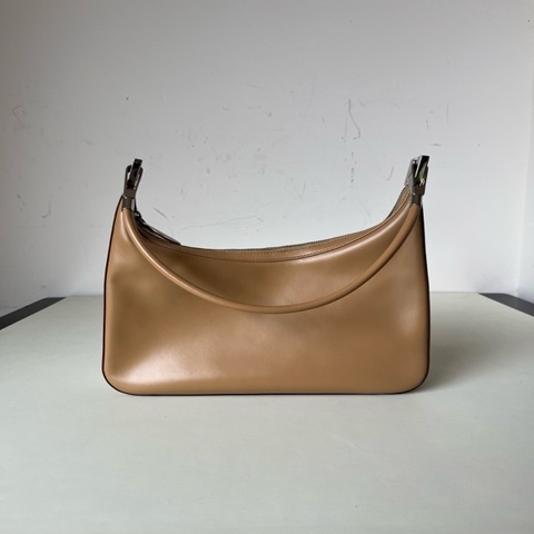 98新 Gucci/古馳中古奶茶色全皮腋下單肩包