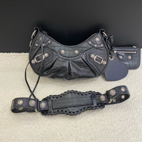 Balenciaga巴黎世家 lecagole小號黑色銀錠機車包 單肩包斜挎包