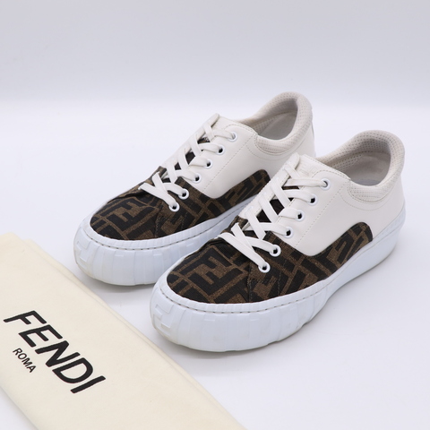 Fendi 經典花紋 FF 白色牛皮 休閒鞋 EU38