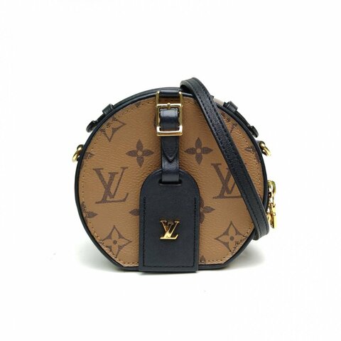 LOUIS VUITTON PETITEBOITE硬圓餅Mini焦糖色PVC晶片肩背包