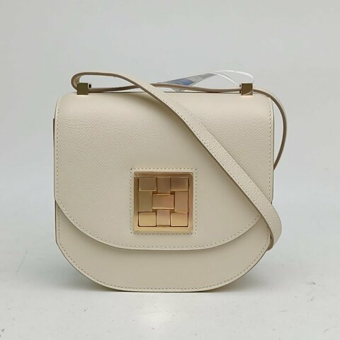 HERMES Mosaique馬賽克小號17奶昔白D刻金扣肩背包