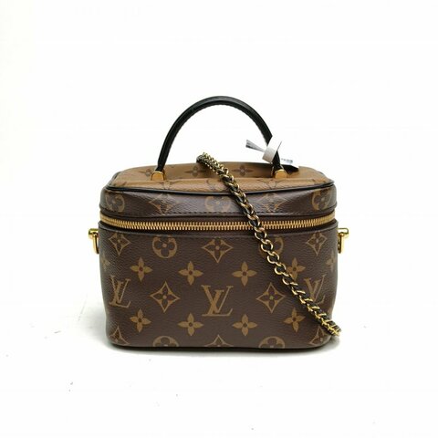 LOUIS VUITTON Vanity化妝包小號老花PVC金扣晶片2021肩背包