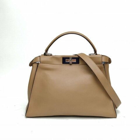 FENDI PEEKABOOISeeU中號棕色牛皮肩背包