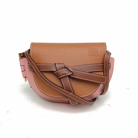 LOEWE Gate馬鞍斜跨包MINI拼色牛皮肩背包
