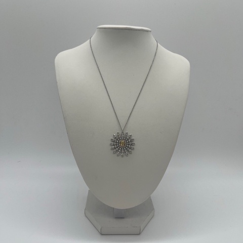 TIFFANY & CO.蒂芙尼太陽花黃鑽項鍊 主石是黃鑽  周圍白鑽點綴