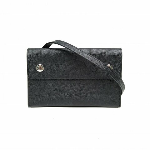 HERMES 黑色Epsom皮K2025銀扣Snapwallet斜挎包肩背包